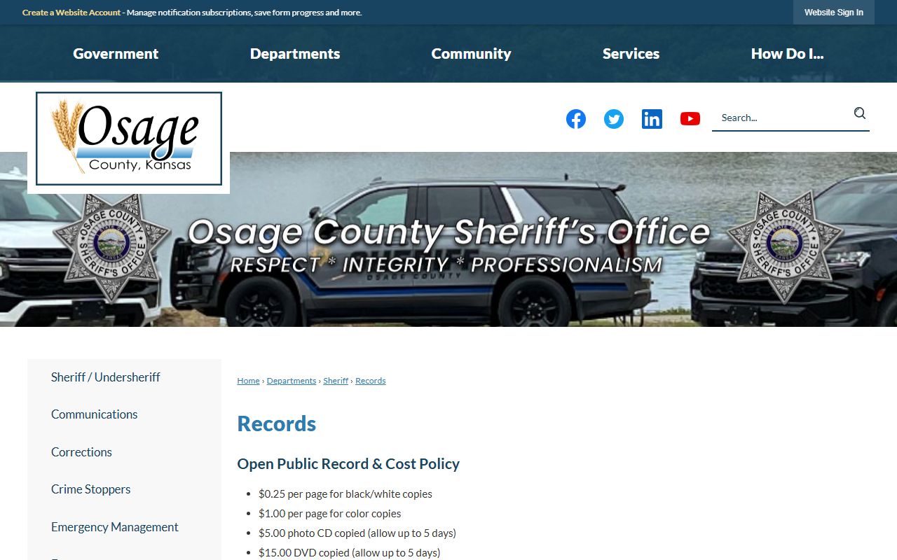 Osage County records policy for jail inmate population requests